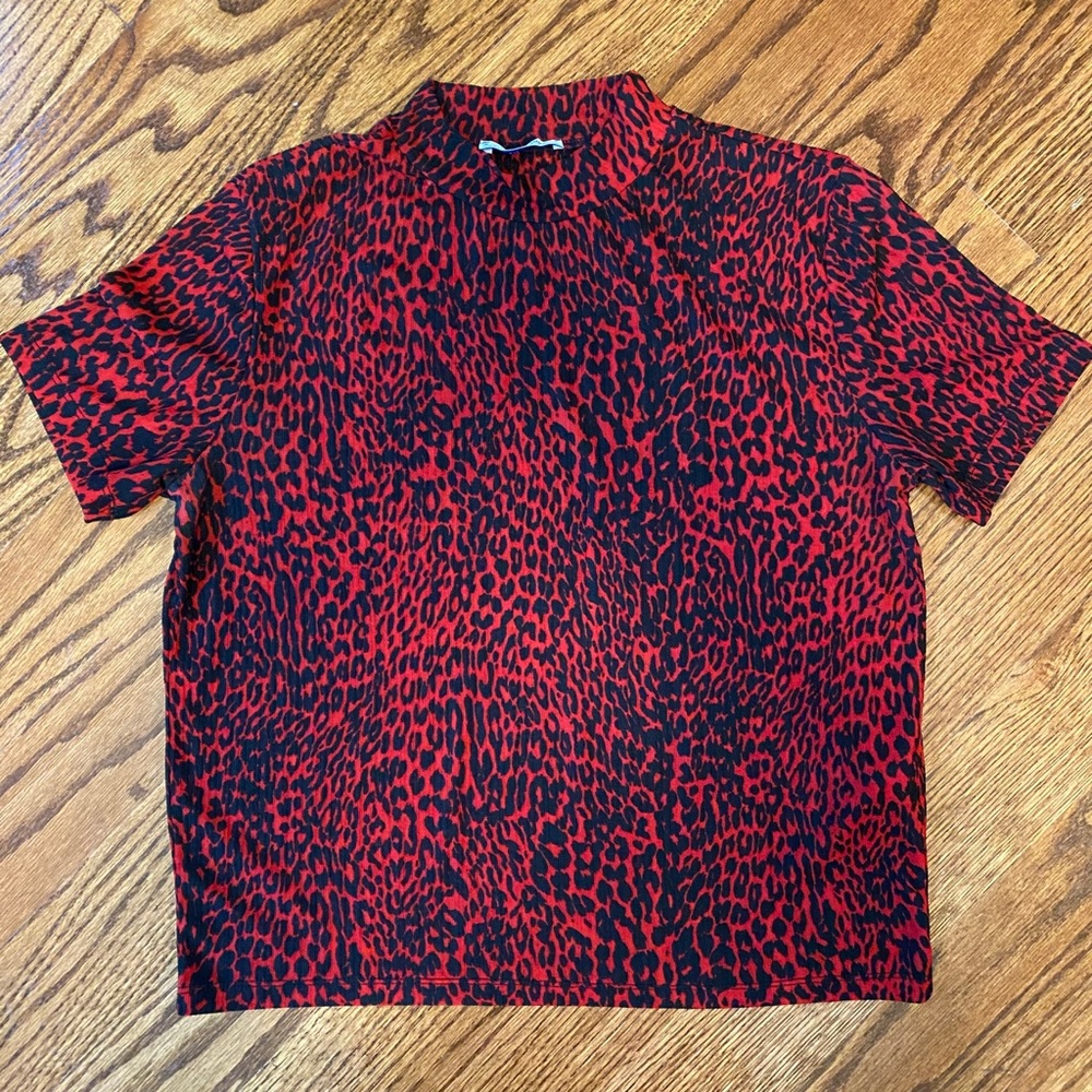 Leopard/Cheetah Print Mock Neck - image 1